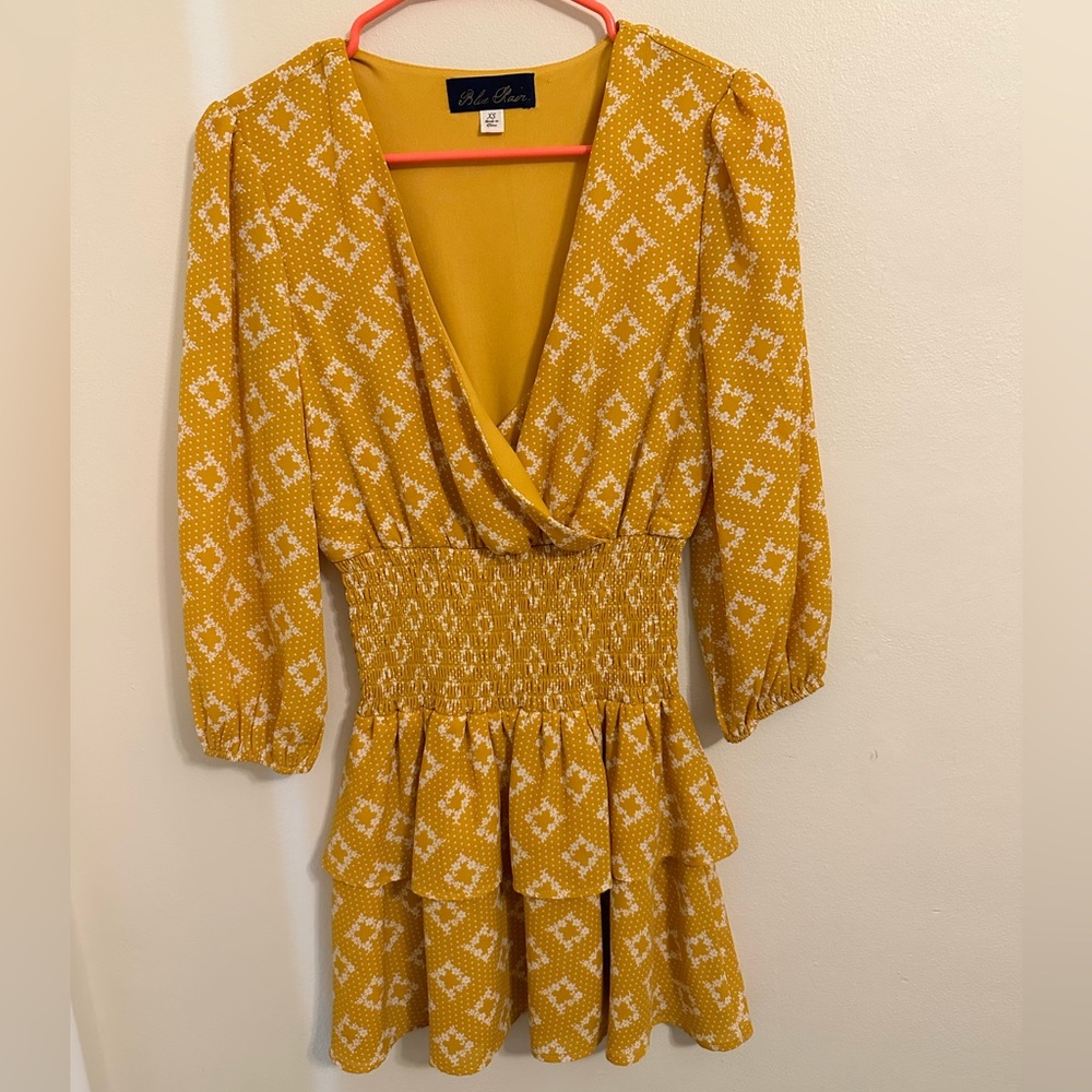 Blue Rain Mustard Dress